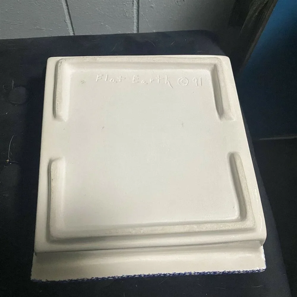 Vintage Flat Earth Pottery Heart Sponge Cake Baking Pan 1991 Square Love